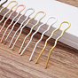 Brass Hair Forks Findings, Hair Accessories, Undulate U-Shape