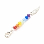 Chakra Theme Natural & Dyed Malaysia Jade Beaded Pendant Decorations, with Lobster Claw Clasps, Alloy Pendants, Wing