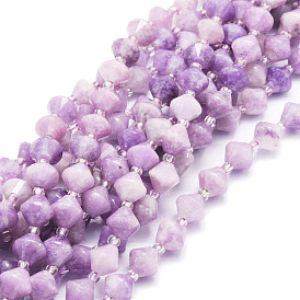Natural Lilac Jade Beads Strands, Faceted, Bicone
