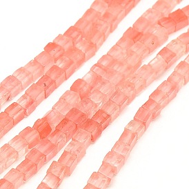 Cherry Quartz Glass Beads Strands, Cube, 4x4x4mm, Hole: 1mm, about 94~100pcs/strand, 15.7 inch