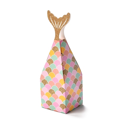 Cajas de dulces de papel, cajas de embalaje de regalo de fiesta de boda de dulces de joyería, rectángulo con forma de cola de pescado