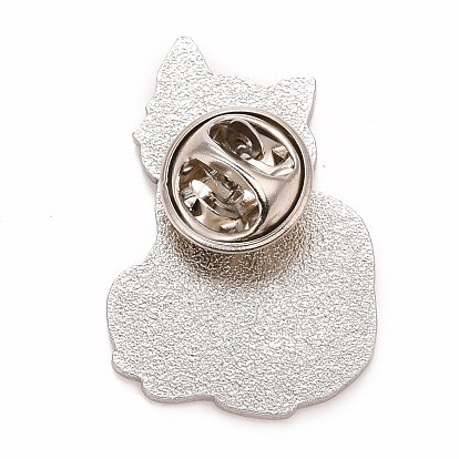 Cat and Candle Enamel Pin, Animal Alloy Badge for Backpack Clothes, Platinum