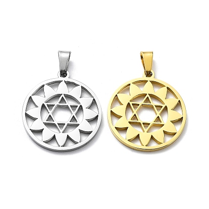 304 Stainless Steel Pendants, Sun with Star Charm