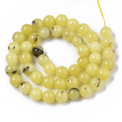 Perles naturelles de quartz brins, teints et chauffée, imitation de couleur opale jaune, ronde