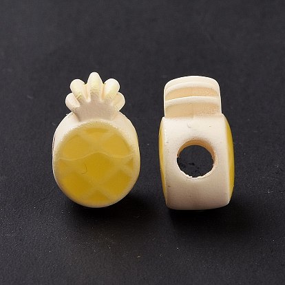 Perles en acrylique européens en caoutchouc, avec l'émail, Perles avec un grand trou   , ananas