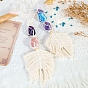 Cotton Macrame Pouch Feather Shape Pendant Decorations, with Natural Gemstone Nuggets