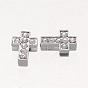 Alliage charmes de glissière de croix avec la classe un strass, 13x9x4mm, Trou: 8x2mm