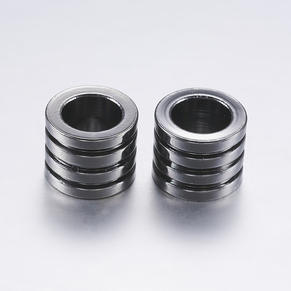 304 Stainless Steel Beads, Column, Grooved Beads
