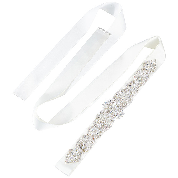 Cinturón de vestido de novia con diamantes de imitación de cristal fingerinspire, cinturón de novia de flores