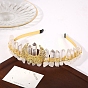 Raw Natural Quartz Crystal & Metal Hollow Moon Hair Bands, Hair Accessories for Girls Wedding Party Bride