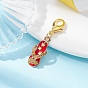 Flip Flops Alloy Enamel Pendant Decoration, with Alloy Lobster Claw Clasps