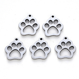 304 Stainless Steel Charms, Laser Cut, Dogs Paw Print