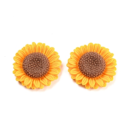 Opaque Resin Flower Cabochons, Sunflower