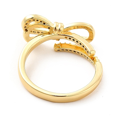 Открытое кольцо-манжета с прозрачным кубическим цирконием и бантом, украшения из латуни для женщин