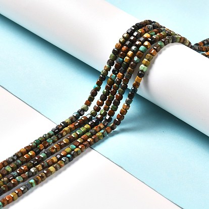 Natural HuBei Turquoise Beads Strands, Faceted, Cube