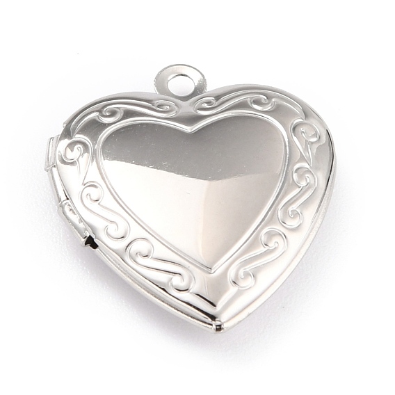 316 Stainless Steel Locket Pendants, Photo Frame Charms for Necklaces, Manual Polishing, Heart