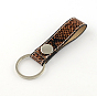PU Leather Keychain, with Brass Snaps and Iron Key Rings, Platinum, 110x20mm