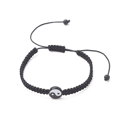 2 pcs 2 ensemble de bracelets de perles tressées yin yang en acrylique de couleur