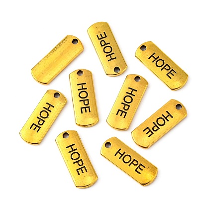 Tibetan Style Alloy Rectangle Pendants, Inspirational Message Pendants, with Word Hope, Cadmium Free & Lead Free, 8x21x2mm, Hole: 2mm, about 545pcs/1000g