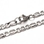 304 définit bijoux en acier inoxydable, figaro colliers et des bracelets de la chaîne, avec fermoir pince de homard, facette, 23.62 pouces (600 mm), 210 mm (8-1/4 pouces)