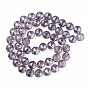Plaquent verre transparent perles brins, facette, ronde