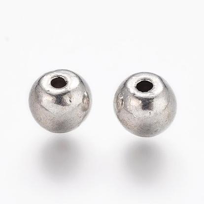 Perles roudes en alliage de style tibétain, sans cadmium et sans plomb, 6mm, trou: 1.5 mm, environ 1690 pcs / 1000 g