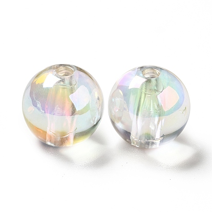 Perles acryliques irisées arc-en-ciel à placage uv bicolore, ronde