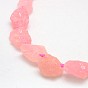 Natural Gemstone Rose Quartz Beads Strands, Nuggets, 13~35x8~28mm, Hole: 2mm, about 15~19pcs/strand, 15.74 inch