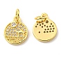 Rack Plating Brass Micro Pave Cubic Zirconia Charms, with Jump Ring, Scenery, Flat Round