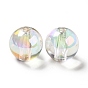 Perles acryliques irisées arc-en-ciel à placage uv bicolore, ronde