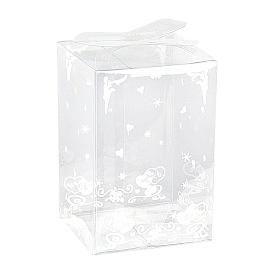 Foldable Transparent PVC Boxes, for Craft Candy Packaging Wedding Party Favor Gift Boxes, Rectangle with Floral Pattern