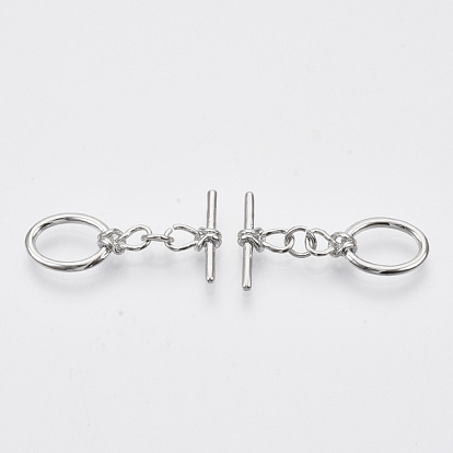 Brass Toggle Clasps, with Jump Rings, Nickel Free, Oval