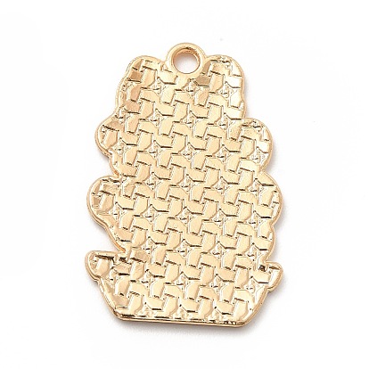 Alloy Enamel Pendants, Light Gold, Potted with Cat Charm
