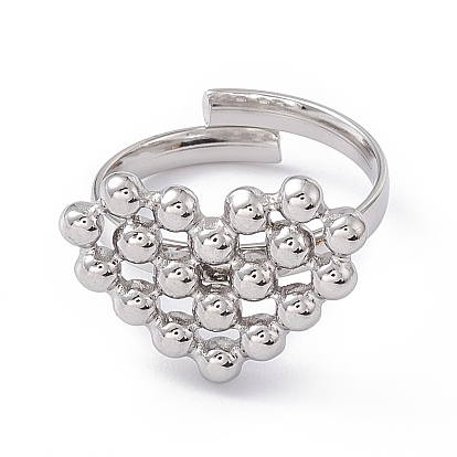 304 anillos de acero inoxidable corazón anillo ajustable para mujer