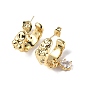 Clear Cubic Zirconia Ring with Teardrop Dangle Stud Earrings, Brass Half Hoop Earrings for Women
