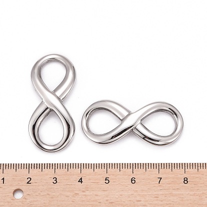 Smooth Surface 304 Stainless Steel Infinity Links Connectors, 39x17x3.5mm, Hole: 13x10mm