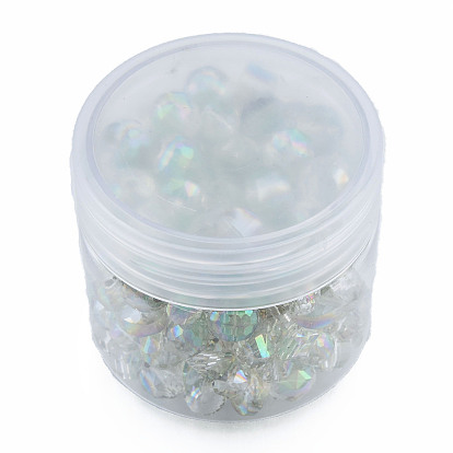 Perlas de vidrio transparentes, color de ab, facetados, formas mixtas