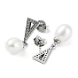 Triangle de zircone cubique avec boucles d'oreilles pendantes en perles naturelles, 925 boucles d'oreilles en argent sterling pour femmes