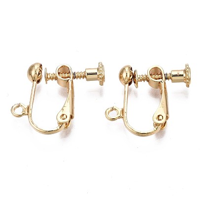 Brass Clip-on Earring Findings, with Loop