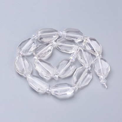 De perlas de cristal de cuarzo natural hebras, cristal de roca, facetados, oval