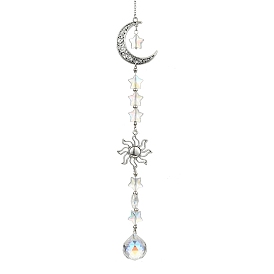 Alloy with Glass Pendant Decorations, Sun & Moon