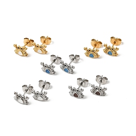 Enamel Crab Stud Earrings with 316 Surgical Stainless Steel Pins, 304 Stainless Steel Jewelry for Women