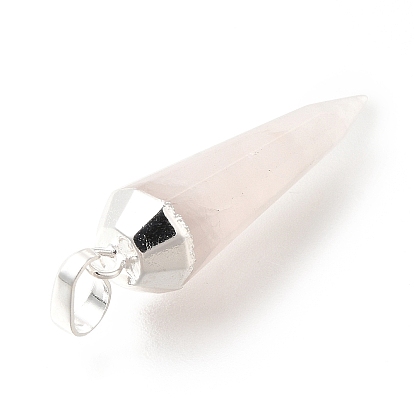 Naturelle quartz rose a pendentifs, breloques coniques à facettes, avec les accessoires en laiton