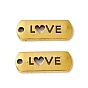 Tibetan Style Alloy Rectangle with Word Love Pendants, Cadmium Free & Lead Free, 8x21x2mm, Hole: 2mm, about 612pcs/1000g