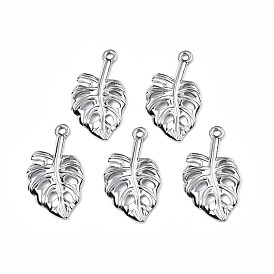 304 Stainless Steel Pendants, Tropical Leaf Charms, Monstera Leaf