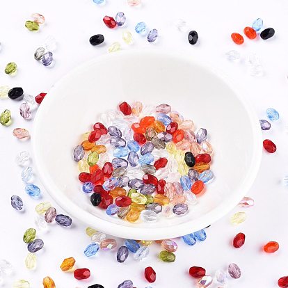 Electroplated Transparent Czech Glass Beads, Faceted, Rice