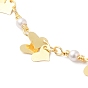 Brass Heart & ABS Plastic Imitation Pearl Beaded Link Chain Necklaces for Women