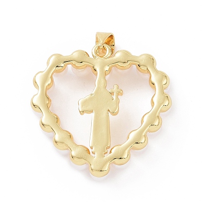 Laiton avec pendentifs en plastique ABS imitation perles, coeur avec charme de prêtre