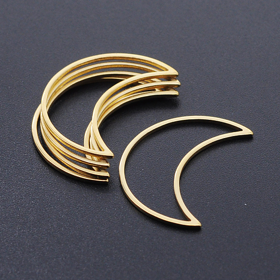 201 Stainless Steel Linking Rings, Laser Cut, Moon