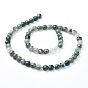 Natural Moss Agate Beads Strands, Faceted, Flat Round